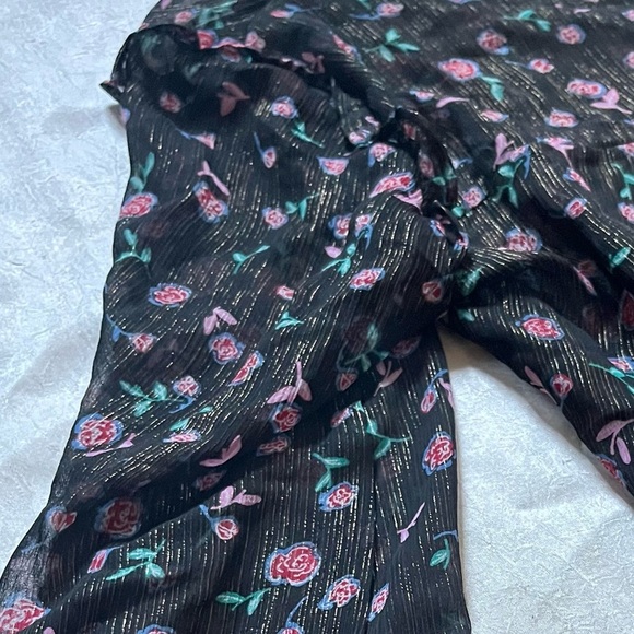 Zara z1975 Denim - Black and Pink Sheer Blouse with Glitter Pin Stripes - Picture 6 of 7